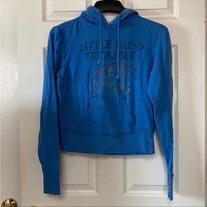 Y2K Junk Food Loves KITSON Cobalt Blue Little Miss Trouble Hoodie